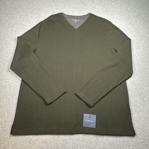 Croft & Barrow XL Olive Ribbed V-Neck Long Sleeve Knit Shirt NWT